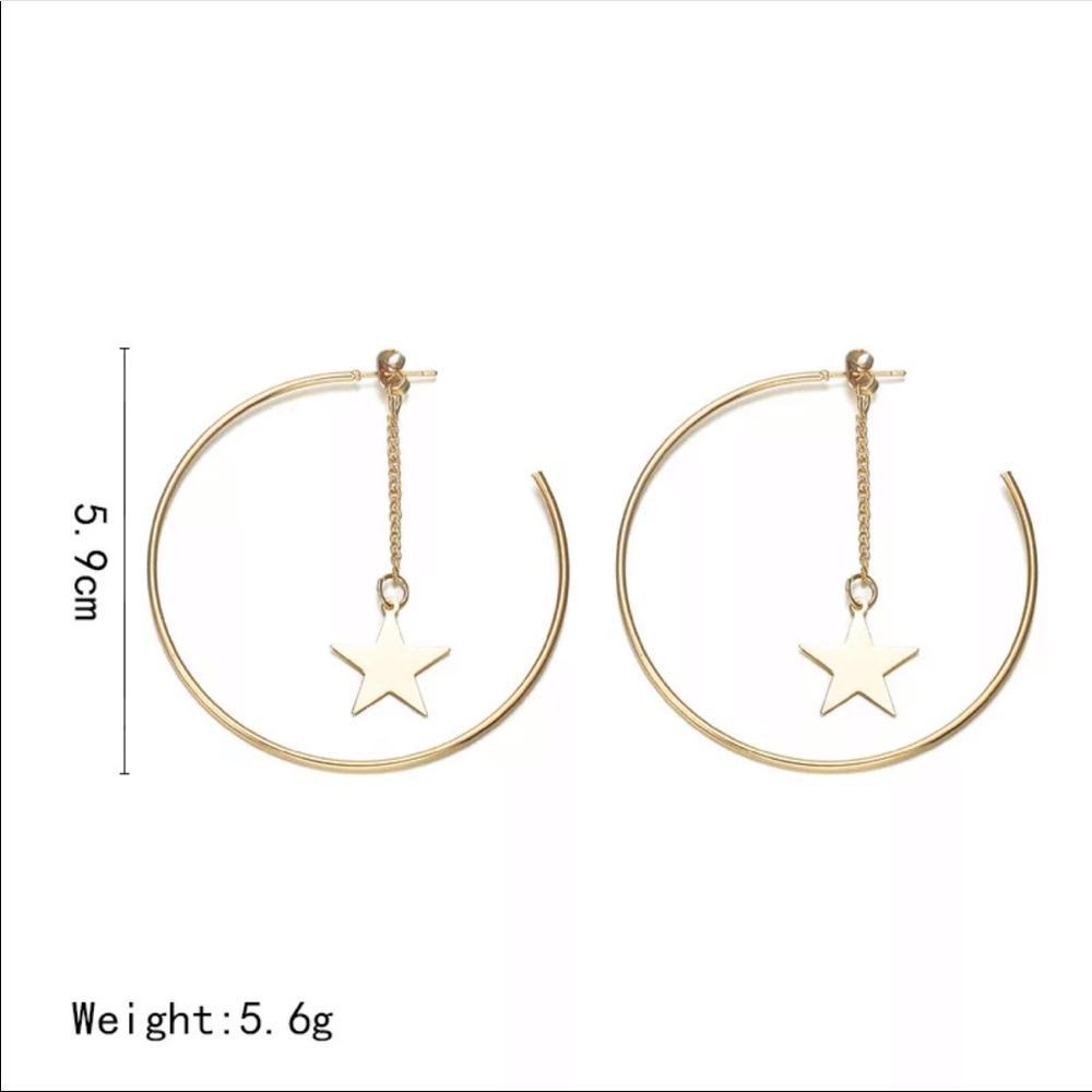 Oversized Drop Star Hoops - Picture 3 of 4